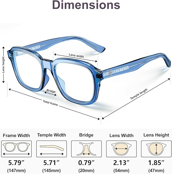 VISOONE Oversized Square Blue Light Blocking Glasses Fashion Computer Eyewear for Women and Men BENNETT