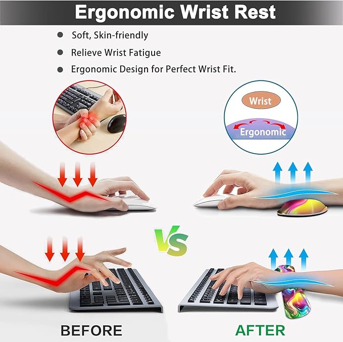 Large Mouse pad and Keyboard Support Set, Ergonomic Memory Foam Keyboard Wrist Rest, Extended Gaming Mouse Pad with Stitched Edges, Colored Gilt XXL Desk Mat (31.5 X 11.8 in)