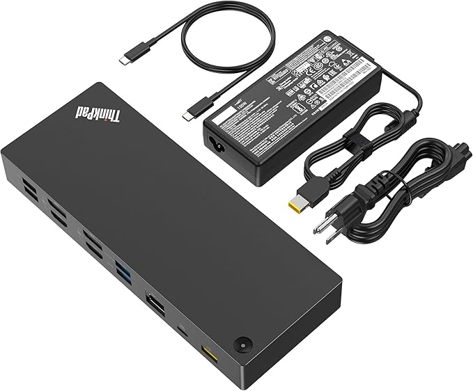 ThinkPad 40AF0135 Docking Station Dual Monitor,USB-C with USB-A Adapter Comes with 135W Adapter + USB-C Cable + Docking Station Renew