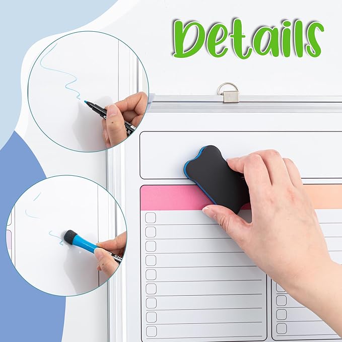 Lincia Magnetic to Do List Whiteboard for Wall 24" x 18" Large Weekly Dry Erase Board, Hanging Double-Side White Board Calendar for Planning Drawing Memo Home Kitchen Office(Pleochroic)