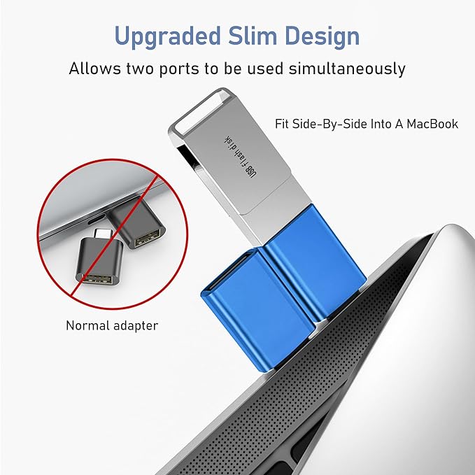 Basesailor USB C to USB Adapter 3Pack,USBC Male to USBA 3.0 Female OTG Adapter,Type C Thunderbolt 5 4 3 Converter for iPhone 17 17e 16 Max,MacBook Pro Air,Mac,iPad,Microsoft Surface,Samsung Galaxy S26