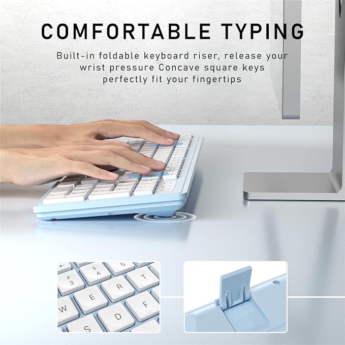 Wireless Keyboard and Mouse, 2.4GHz Cordless Keyboard Mouse Combo, Optical Mouse, Plug and Play USB Receiver, Compatible with Windows, Mac, Laptop, and PC（White Blue）