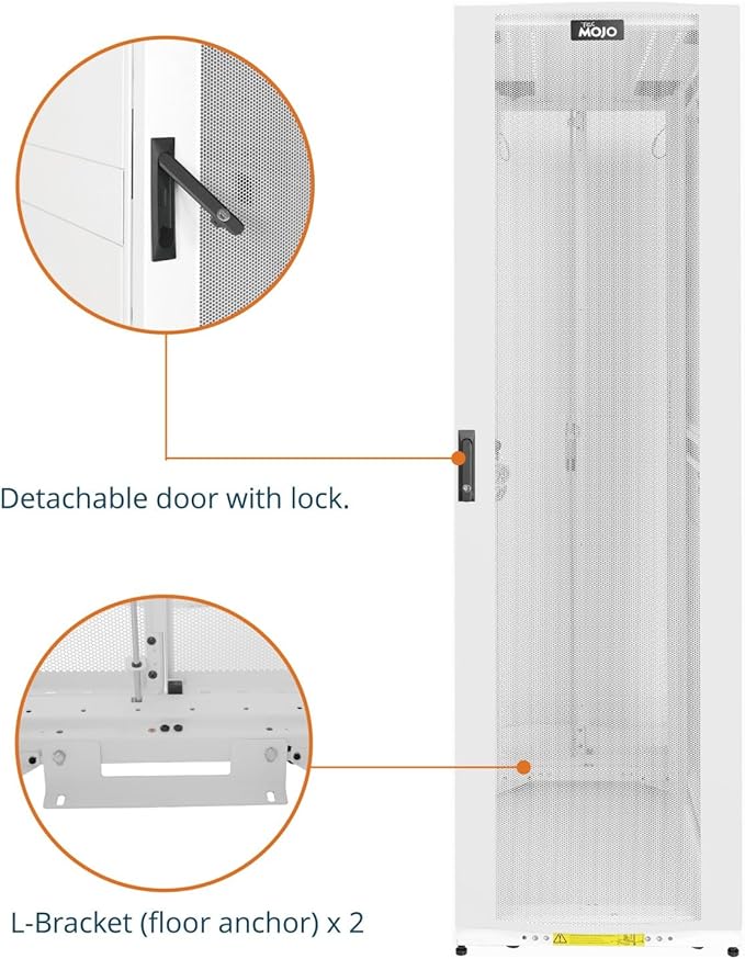 Tecmojo 45U Server Rack Cabinet - PRE-Assembled 24inch Width 48inch Depth IT Network Equipment Cabinet Rack Enclosure with Casters - 3000lbs Weight Capacity(06White)