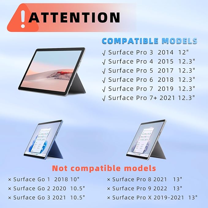 Surface Pro 7 Keyboard, Bluetooth Keyboard for Microsoft Surface Pro 7 Plus/ 7/6/ 5/4 /3, Multi-Gesture Touchpad, 7 Color Backlight, Magnetic Detachable