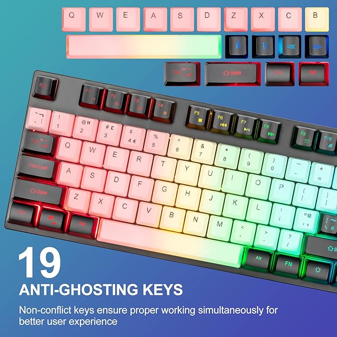 CHONCHOW USB Wired Keyboad and Mouse Combo, Full Size Rainbow LED Light Up Backlit Color Gamer Keyboard and Mouse Set, Mouse and Keyboard Combo for Computer Laptop Xbox PS4 PS5 Gaming and Work
