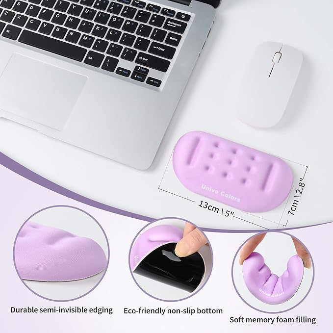 UnivoColors Upgraded Massage Bead Wrist Rest for Mouse, Wrist Ergonomic Support, Made of Soft Memory Foam Gel, High Comfort Wrist Pad for Laptop, Computer, Office, Lavender Purple Wrist Cushion,N