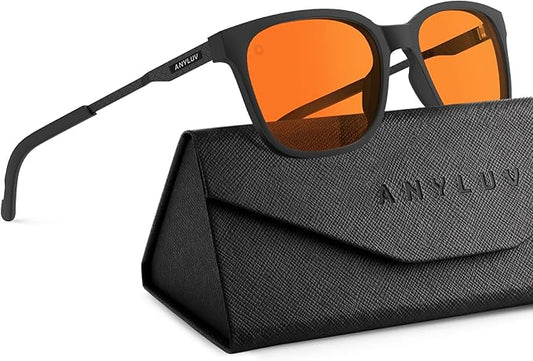 ANYLUV Blue Light Glasses for Men, Lightweight Computer Gaming Glasses, Stylish Anti Eyestrain Blue Light Blocking Men