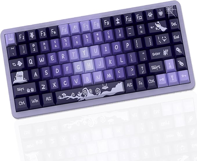PBT Keycaps, 138 Keys Witch Spooky Halloween Theme Cherry Profile, Custom Keyboard Set for 61/64/68/84/87/100/104/108 MX Mechanical Keyboard