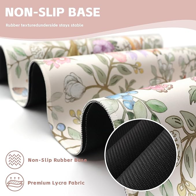 Baziabbo Cute Desk Mat,XXL Extended Big Mouse Pad,Gaming Mousepad with Stitched Edge,Non-Slip Rubber Base Keyboard Desk Pad for Home Office Study Game