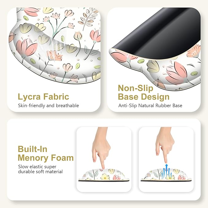 Desk Mat, 4in1 Large Mouse Pad with Wrist Rest, Cute Desk Mat, Anti-Slip XXL Computer Ergonomic Mousepad with Wrist Support for Keyboard and Mouse, Nice Yellow Flowers