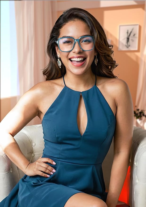 VISOONE Oversized Blue Light Blocking Glasses with Chic Square TR90 Frame and Metal Temple for Women Men REMY