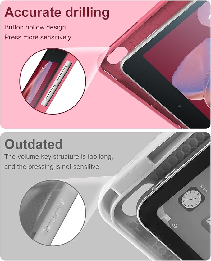 iPad 9th Generation Case with Keyboard 10.2 Inch 2021/2020/2019 Wireless BT Detachable Folio Cover with Pencil Holder for iPad th Gen/8th Gen/7th Gen/iPad Pro 10.5" (Pink)