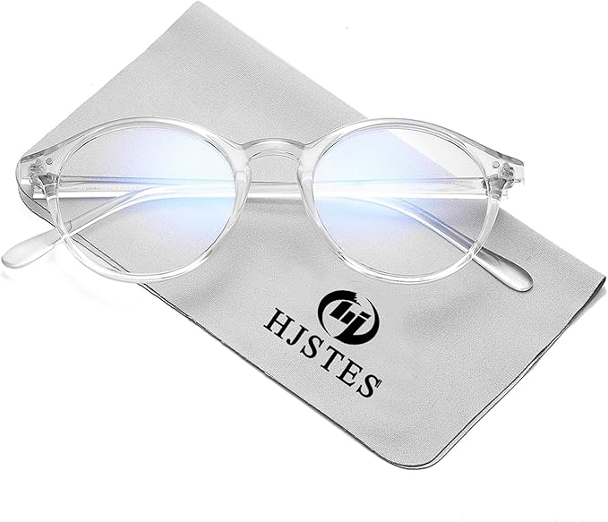 HJSTES Vintage Blue Light Glasses for Women Men Round Bluelight Blocking Glasses Thick TR90 Frame Eyeglasses