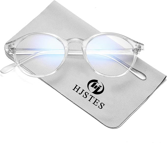 HJSTES Vintage Blue Light Glasses for Women Men Round Bluelight Blocking Glasses Thick TR90 Frame Eyeglasses