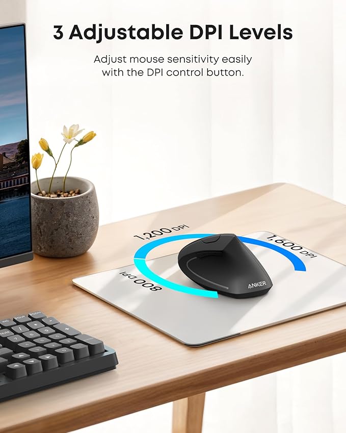 Anker 4-Port USB 3.0 Hub, Ultra-Slim Data USB Hub 2.4G Wireless Vertical Ergonomic Optical Mouse