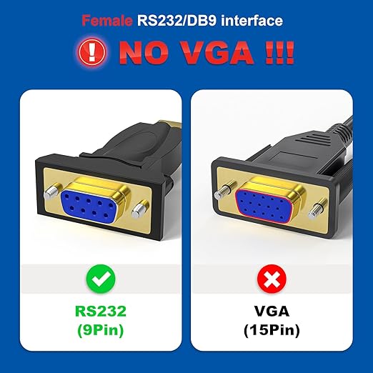USB to RS232 Serial Adapter with FTDI Chipset - USB 2.0 to Female DB9 Serial Cable for Windows and Mac (6ft)