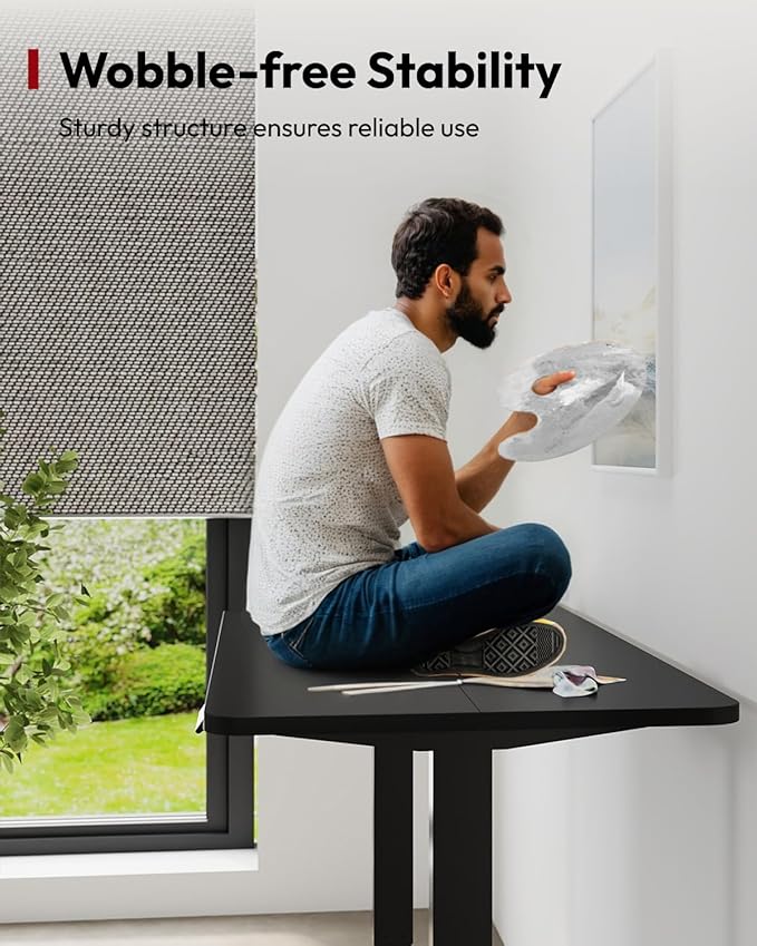 SANODESK Height Adjustable Electric Standing Desk 40x24 Inches, Sit Stand Desk with Splice Board for Home Office, Ergonomic Computer Workstation, Study & Gaming, Black Frame/Black Top