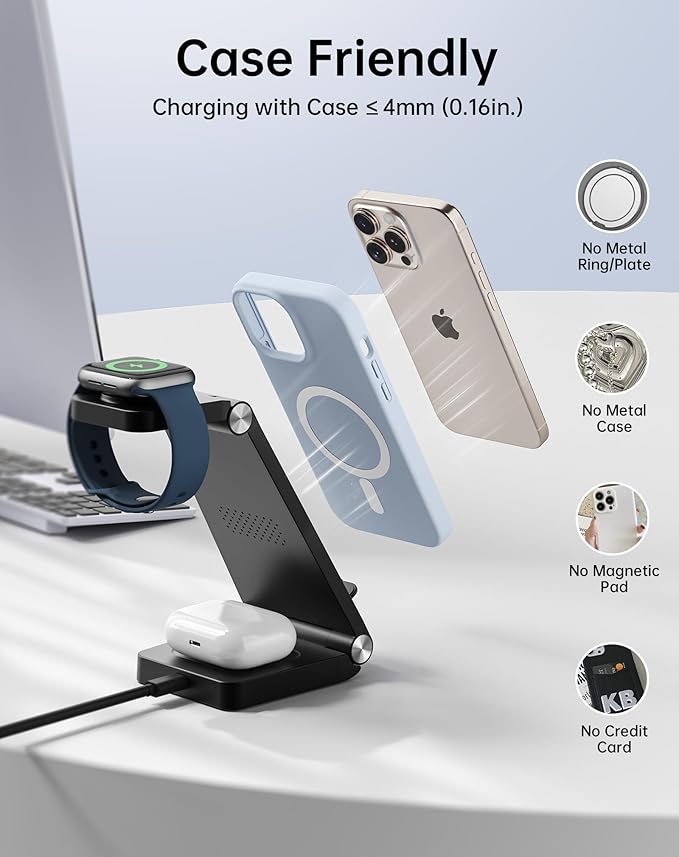 2026 Traveling Portable Wireless Fast Charger for Apple & Android Charging Station,3 in 1 Charging for iPhone 17 16 15 14 13 12, Apple Watch Series & Air pods 4 3 2 Pro,Samsung Galaxy-Gifts for Family