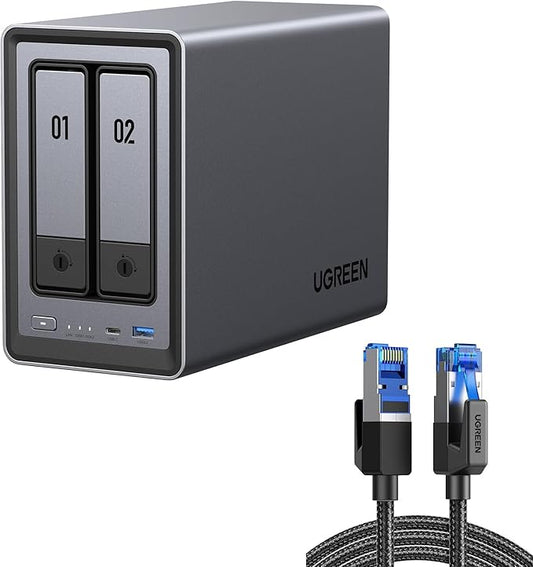 UGREEN NAS DXP2800 2-Bay Desktop All-Round NASync Ideal for Small Team, Enthusiasts, Intel N100 Quad-core CPU, 8GB DDR5 RAM, 2.5GbE, 2X M.2 NVMe Slots, 4K HDMI, Network Attached Storage (Diskless)
