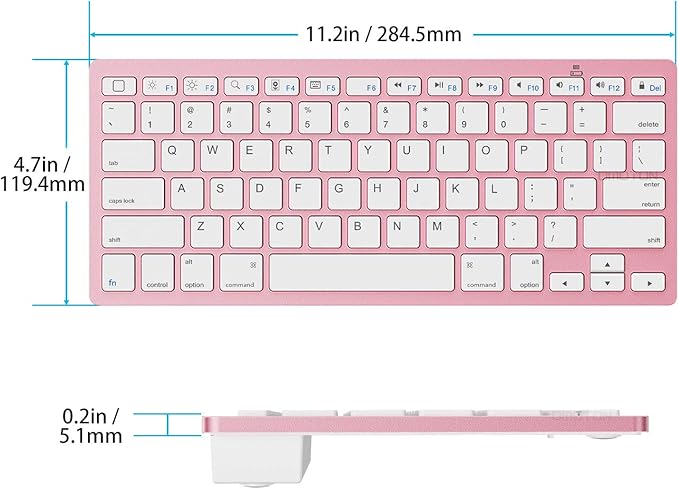 OMOTON Bluetooth Keyboard Compatible with iPad A16 11th 10th Generation, iPad 10.2 (9th/8th/7th), iPad Pro 13/12.9/11 inch, iPad Air/Mini and More iOS Devices, Rose Gold