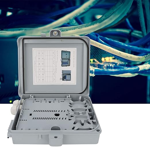 WALFRONT IP65 12 Core FTTH Fiber Optic Distribution Box Durable Indoor Outdoor, Efficient Cable Management & Versatile Installation for Home or Office