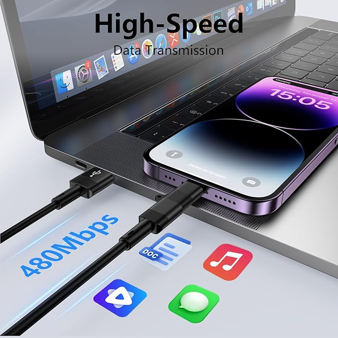 3 Pack USB C to Lightening Adapter, Male to USB Type C Female Cable Adapter Connecter, Fast Charging Data Sync Converter, Not for Audio/OTG (Black)