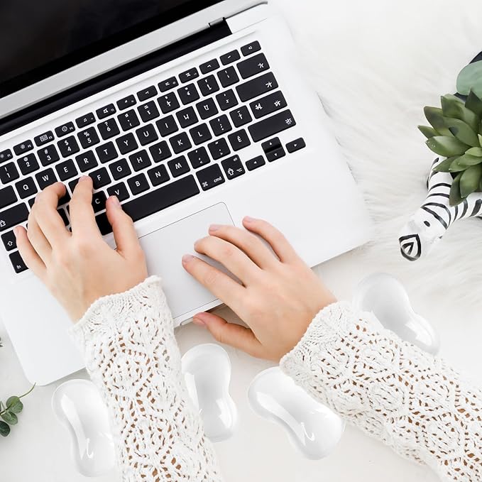 Gel Wrist Rest for Keyboard and Mouse Transparent White Bow Elbow Pad Cushion Ergonomic Cute Clear Cool Heart Mouse Wrist Pad Silicone Non-Slip Support for Computer Gaming Home Office Girl Hand Pillow