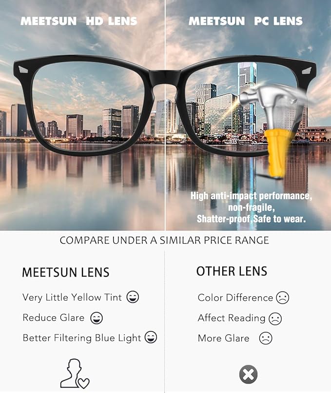 MEETSUN Blue Light Blocking Glasses, Anti Eye Strain Headache (Sleep Better),Computer Reading Glasses UV400 Transparent Lens (Black+Leopard+Pink / 3 PACK, 53)