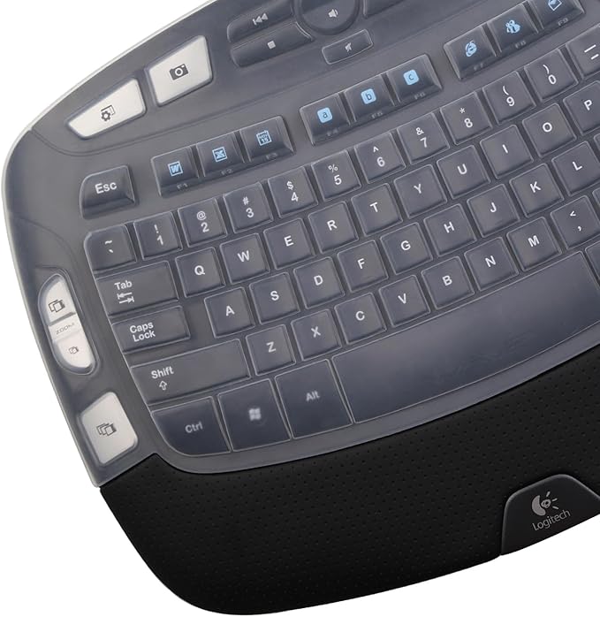 MUBUY Keyboard Cover for Logitech K350 Wireless Wave Keyboard & MK570 MK550 Wireless Wave, & K350 MK550 MK570 Keyboard Accessories Protective Skin-Clear