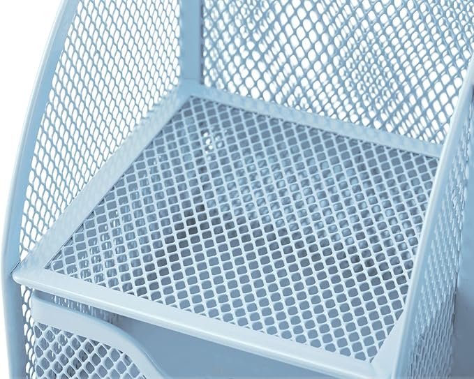 Annova Mesh Desk Organizer Office with 7 Compartments + Drawer/Desk Tidy Candy/Pen Holder/Multifunctional Organizer (New Blue23)