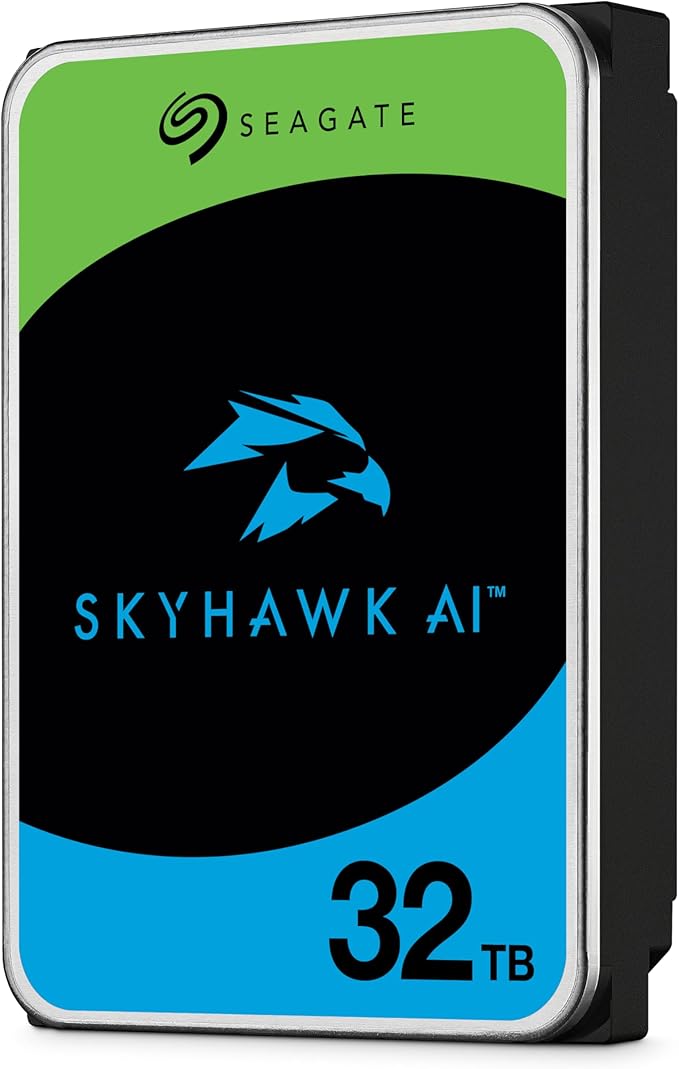 Seagate Skyhawk AI 32TB Video Internal Hard Drive HDD – 3.5 Inch SATA 6Gb/s 512MB Cache for DVR NVR Security Camera System with in-House Rescue Services (ST32000VE000)