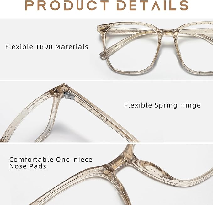 Oversized Square Blue Light Blocking Glasses for Women Men, Anti-Fatigue Computer Monitor Glasses Reduce Eye Strain