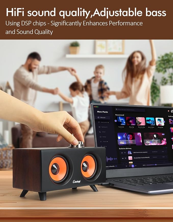 【2026 Update】 USB 2.1 Computer Speakers with Subwoofer, 3.5mm/USB Input Pc Speakers with Subwoofer, PC/Line-in/Bluetooth Modes, Stereo Sound Ideal for Desktops and Laptops