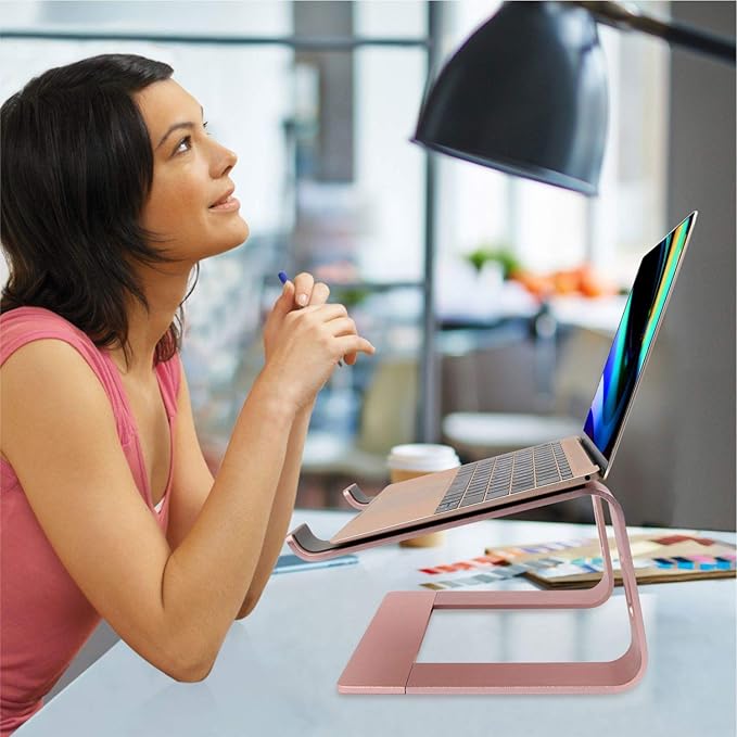Cenawin Laptop Stand, Ergonomic Aluminum Laptop Mount Computer Stand, Detachable Laptop Riser，Notebook Holder Stand All 10-17.3" Laptops(Rose Gold)