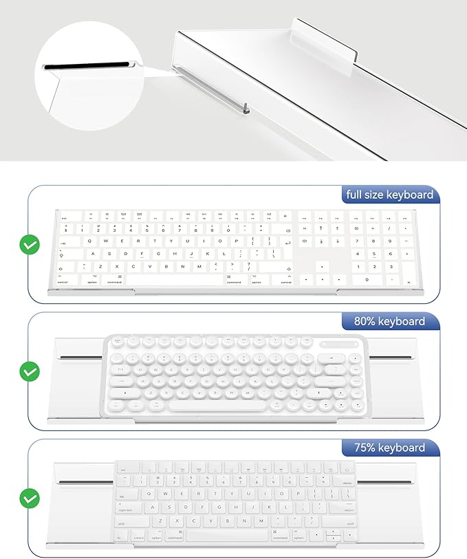 Acrylic Computer Keyboard Stand for Desktop (Clear), Ergonomic Keyboard Tilted Elevated Rack Key Board Tray Holder Riser Stand for Office Home Desk Work Supplies
