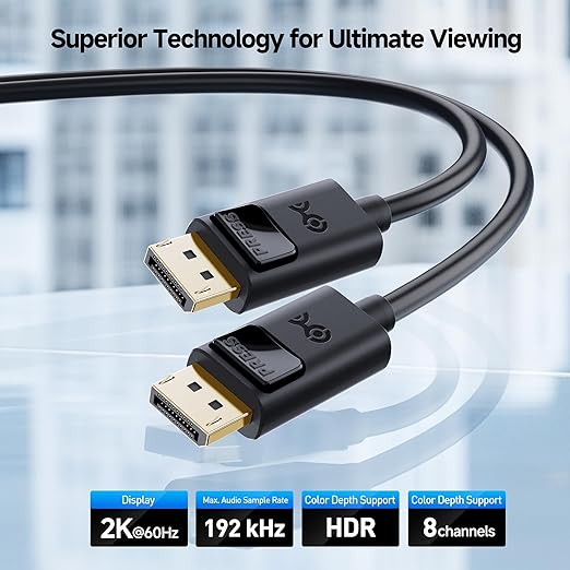 Cable Matters DisplayPort to DisplayPort Cable - 25ft, Supports up to 2K@60Hz, Male to Male Computer Monitor Cable, DP Cord, Black