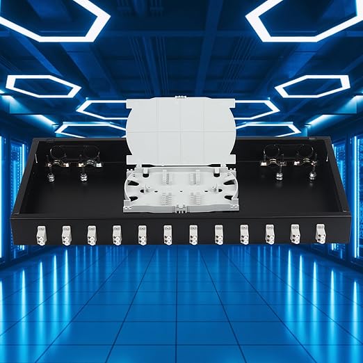 LC-MM 12 Duplex 24 Port Rack Mount Enclosure Box with Splice Tray Multimode LC-OM2 Kit (Includes 1.2 Meter Pigtail and 12PC Coupler)
