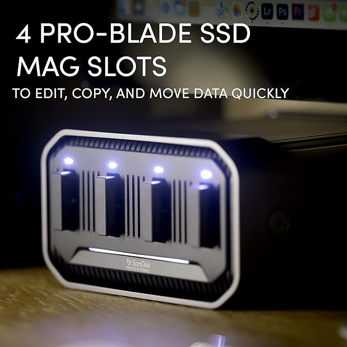 SanDisk Professional 0TB PRO-Blade Station - Powerful 4-Bay PRO-Blade SSD Mag Enclosure; Thunderbolt 3 and USB-C; Up to 3000MB/s Read - SDPM34F-0000-GBABD