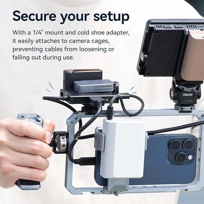 ULANZI H1 USB C Hub Docking Station 4k HDMI Monitor, PD 100W Charging Dual 10Gbps USB 3.2 Date Transfers, 1/4" Thread with Cold Shoe Mount for iPhone iPad MacBook Air Video Recording