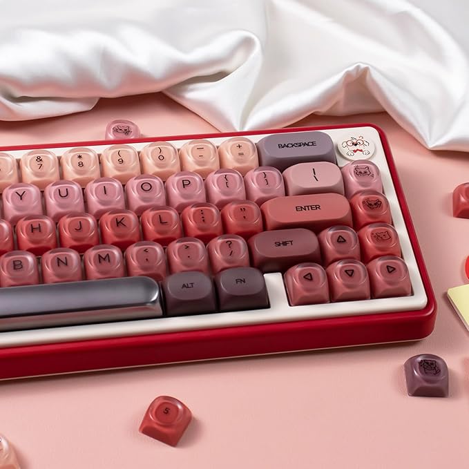 Sumgsn 132 Keys PBT Jelly Keycaps MOA Profile Red Keycaps Comaptible with Wooting Keyboard 61/64/87/104/108 Cherry Mx Switches Mechanical Keyboards