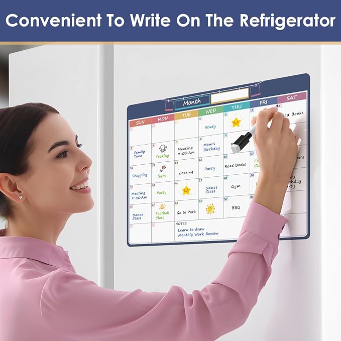 MaxGear Magnetic Monthly Calendar Dry Erase Board for Refrigerator, 11"x14" Whiteboard for Fridge Magnet Board Erasable Fridge Planner Whiteboard Calendar for Adults, No Accessories