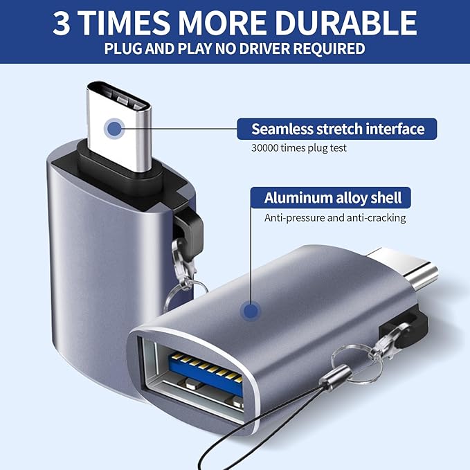USB C to USB Adapter, USB C Male to USB 3.0 Female Adapter (3-Pack), Type C Thunderbo lt 4 OTG Converter for iPhone 15 Max Apple MacBook, iPad, Samsung Galaxy S24 S23 Dell XPS and More Type C Devices