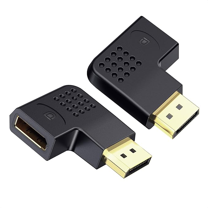 Cable Matters Combo-Pack 4K@240Hz Flat Right Angle DisplayPort 1.4 Adapter, 270 Degree and 90 Degree DisplayPort Adapter for 8K@60Hz / 4K@240Hz, Black