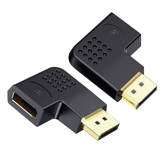 Cable Matters Combo-Pack 4K@240Hz Flat Right Angle DisplayPort 1.4 Adapter, 270 Degree and 90 Degree DisplayPort Adapter for 8K@60Hz / 4K@240Hz, Black