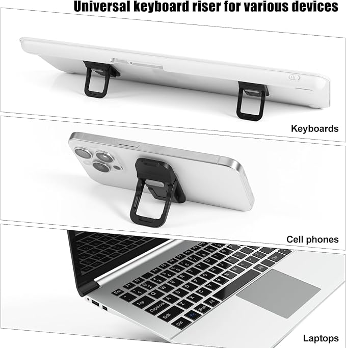 2pcs Flip Computer Keyboard Stand for Desktop, Mini Laptop Cooling Leg Rack Invisible Heightened Dual Tilted Adjustable Keyboard Feet Riser Ergonomic Office Desk Accessories for Notebook (Black)
