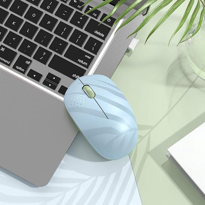 seenda Wireless Mouse for Laptop, 2.4G Noiseless Mouse with USB Receiver - Optical Tracking Portable Computer Mice for Chromebook, PC, Tablet, Windows, 24 Months Battery Life - Light Blue&Olive Green
