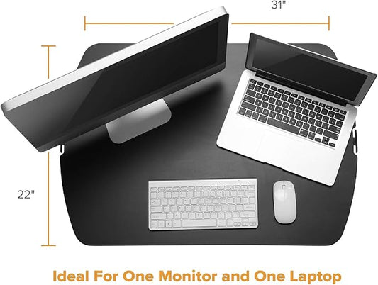 Bostitch Office Sit Stand Desk Converter, Height Adjustable Workstation Riser, Includes Wireless Charging Pad, Black (STND-3122BK)