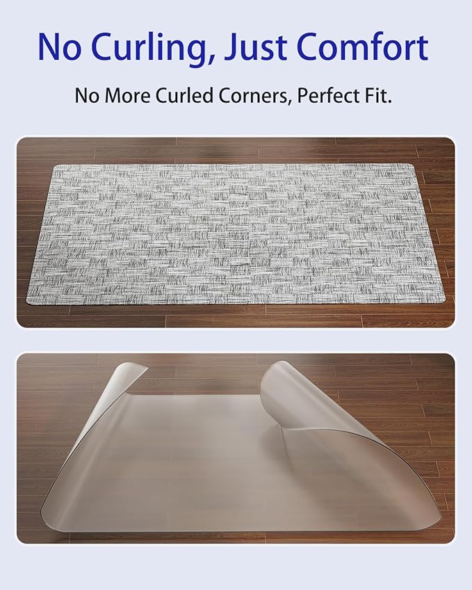 Delamu Office Chair Mat for Hardwood Floor, 30"×48" Non-Slip PVC Woven Desk Chair Mat, Heavy Duty Hard Floor Protector for Rolling Chair, Office Desk Chair Mats, Light Gray