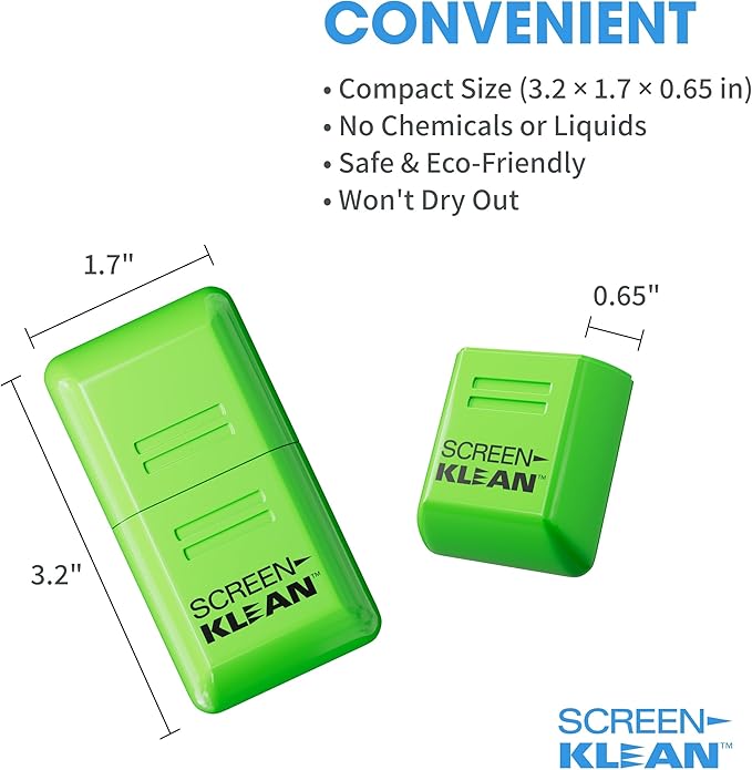 CarbonKlean ScreenKlean Tablet Screen Cleaner - Compatible with iPad, Android & Amazon Tablet - with Carbon Microfiber Tech-Injected Green-1 Count (Pack of 1)