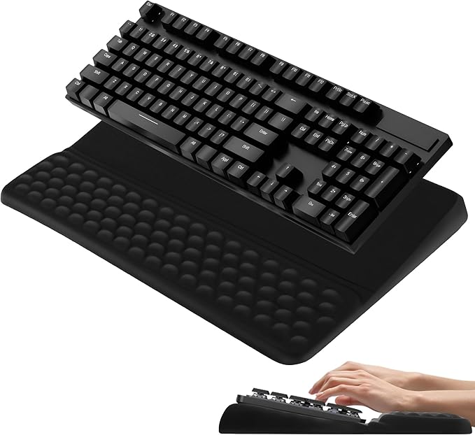 HONGZHONG Keyboard Stand with Wrist Rest, Extra Large Computer Wrist Support Pad, Comfy Ergonomic Keyboard Riser Holder for Relieve Hand Pain, Black (Point Type)